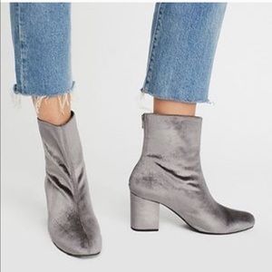 NWB Free People Cecile Velvet Gray Booties